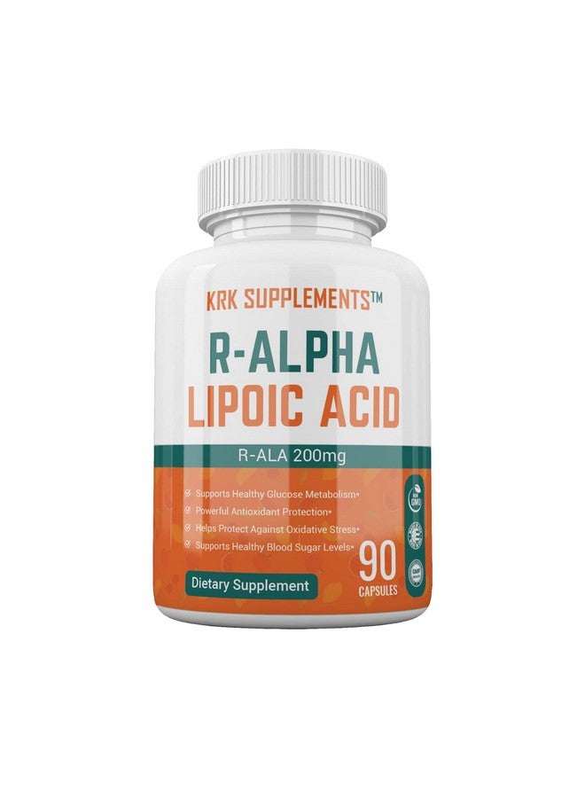 KRK SUPPLEMENTS 1 Pack R-ALA R-Alpha Lipoic Acid 200mg 90 Capsules - Image 1