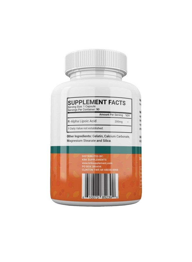 KRK SUPPLEMENTS 1 Pack R-ALA R-Alpha Lipoic Acid 200mg 90 Capsules - Image 5