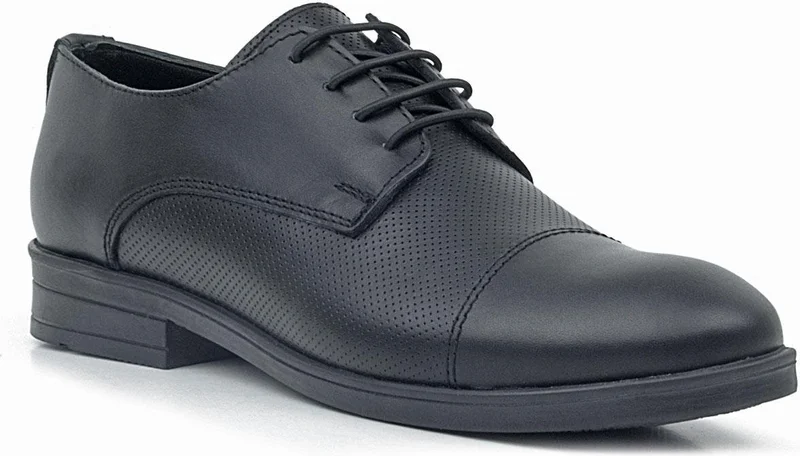 Rakerplus Leather Black Lace-Up Kids Oxford Classic Shoes