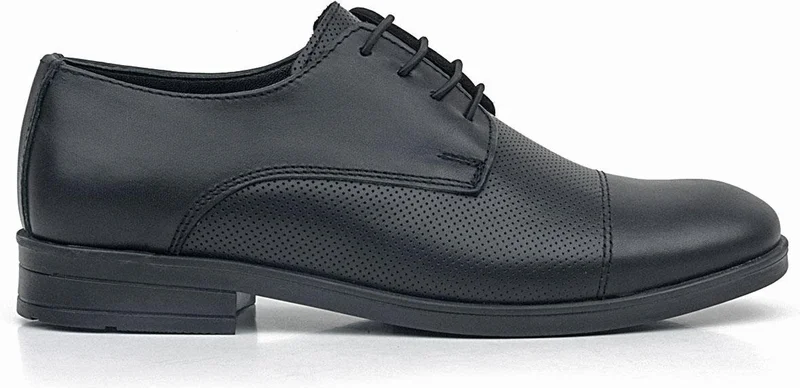 Rakerplus Leather Black Lace-Up Kids Oxford Classic Shoes
