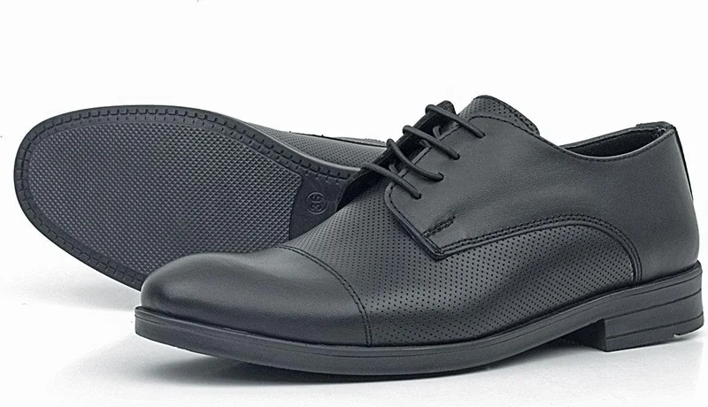 Rakerplus Leather Black Lace-Up Kids Oxford Classic Shoes