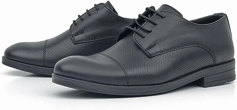 Rakerplus Leather Black Lace-Up Kids Oxford Classic Shoes
