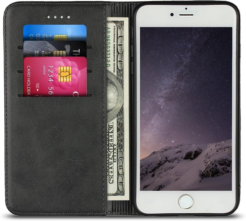 iCoverCase Detachable clean for iPhone 6 Plus/6s Plus Wallet Case with Card Holder, PU Leather Magnetic Kickstand Feature Shockproof Protective Flip Cover Case - Dark Gray Longevity upgraded craftsmanship - Image 2