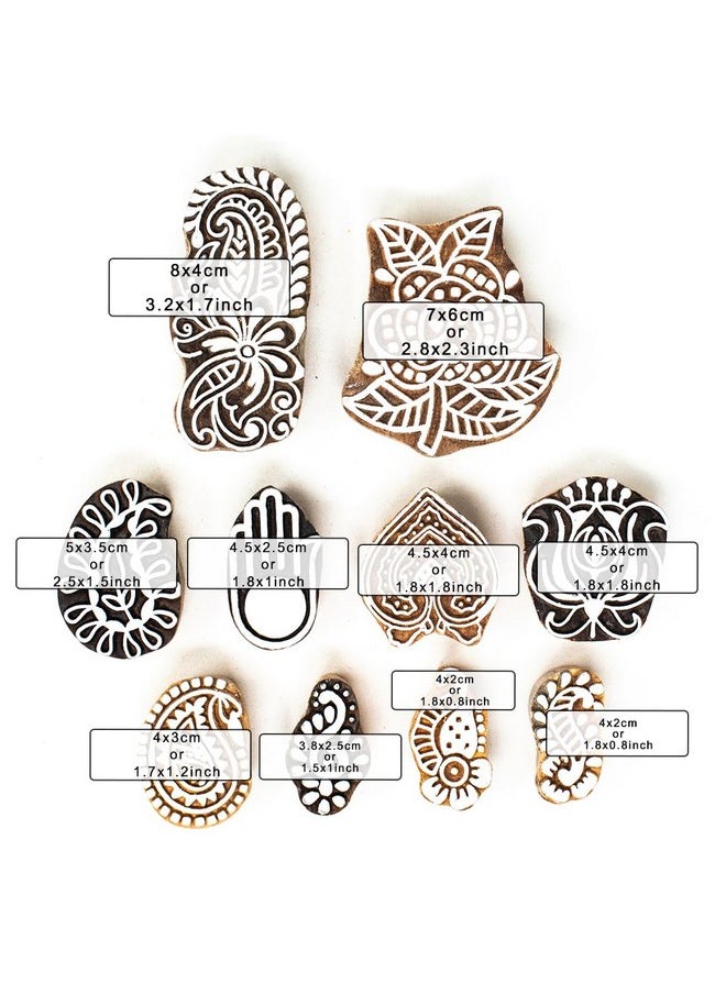 Hashcart Hashcart Wooden Stamp Block, Printing Stamp Design Set | Block For Printing Saree Border | Dresses, Craft Card Making, Scrapbook, Clay Pottery | Set of 10  - Image 4