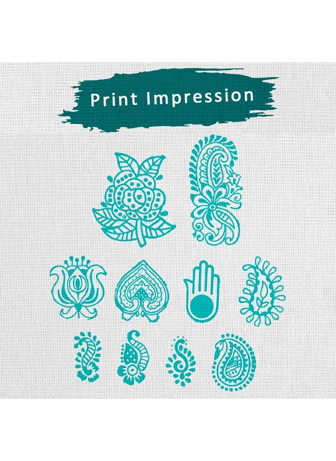 Hashcart Hashcart Wooden Stamp Block, Printing Stamp Design Set | Block For Printing Saree Border | Dresses, Craft Card Making, Scrapbook, Clay Pottery | Set of 10  - Image 3