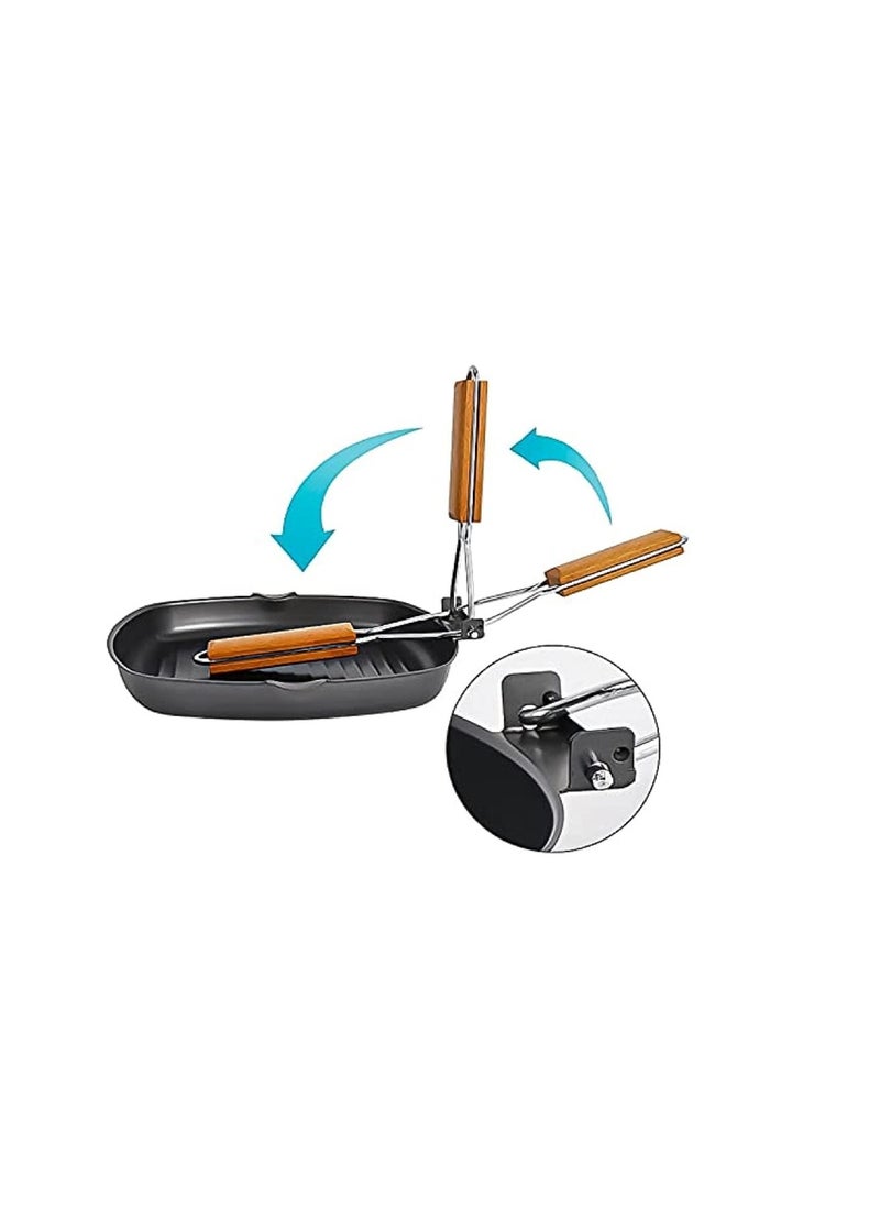 Generic - Portable Foldable Non-Stick Steak Pan with Handle for Steak, Fish and BBQ 20cm - Image 1