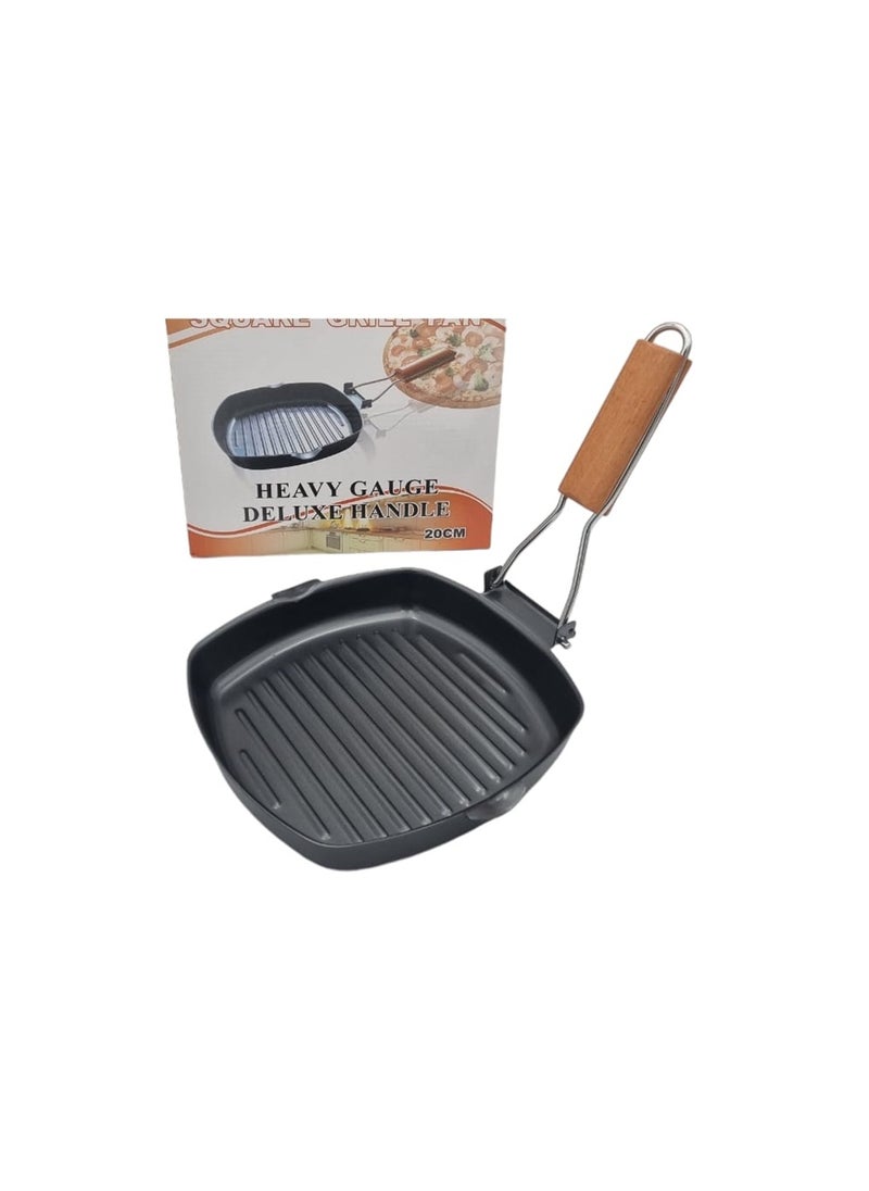 Generic - Portable Foldable Non-Stick Steak Pan with Handle for Steak, Fish and BBQ 20cm - Image 1