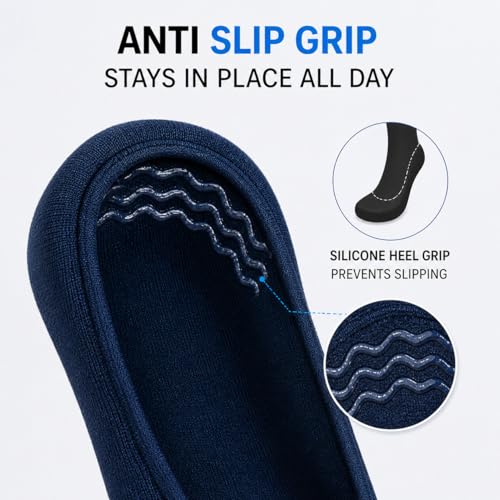 XJARVIS Men No Show Loafer Socks (Pack of 5) | Invisible Low Cut Cotton Socks with Anti Slip Heel Grip | Breathable, Sweat Absorbent & Anti Odour Summer Socks for Sneakers & Shoes, Skin - Image 4