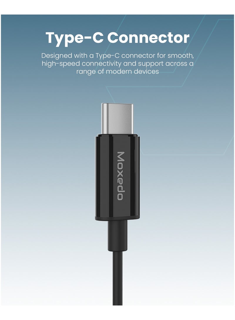 Moxedo Moxedo Mono Earphone Type-C Connector Earphone with In-Line Microphone for iPhone 16/15, Samsung Galaxy s24 Ultra/S21 Ultra/ S20 FE, Note 20/10, iPad Pro 2018/Mac Book (Black)  - Image 4