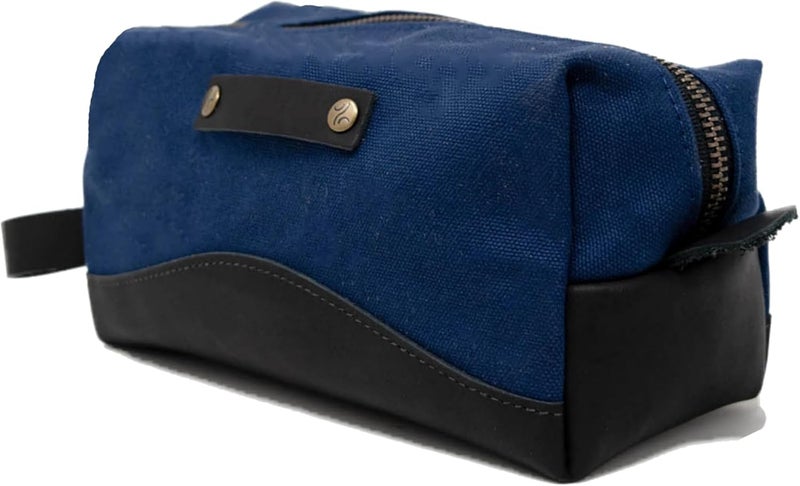 Northwind Navagio Toiletry Bag - Navy Blue Canvas/Black Leather - Image 1