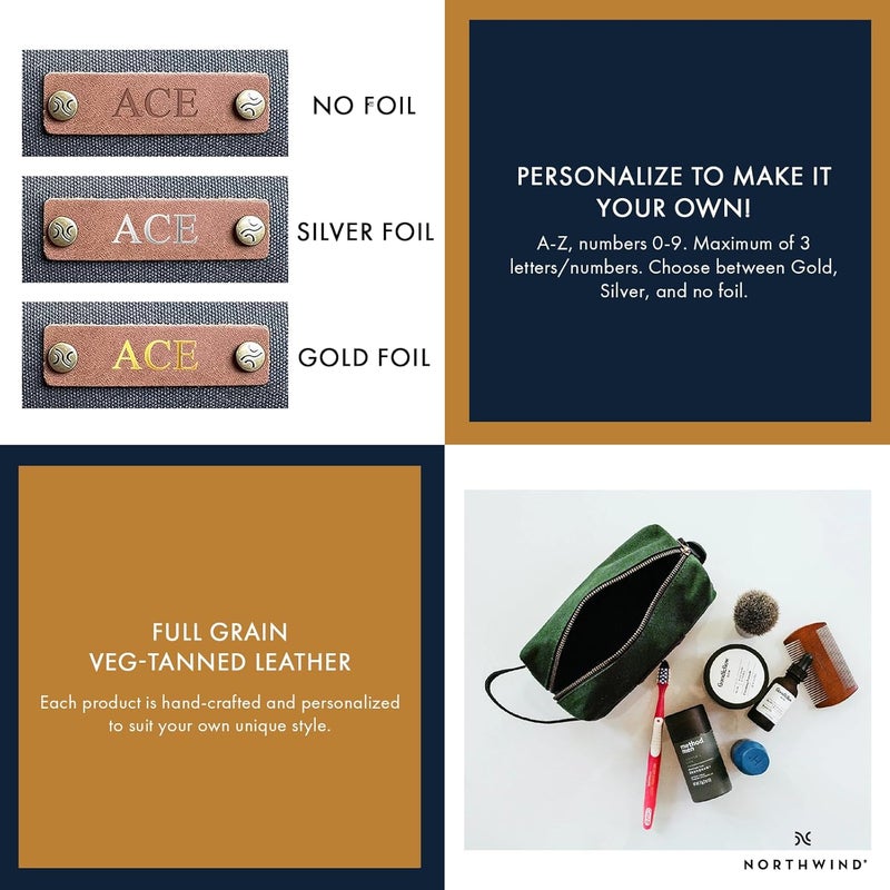 Northwind Navagio Toiletry Bag - Navy Blue Canvas/Black Leather - Image 3