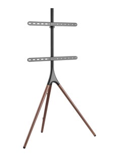 Old_Feller Artistic Easel 32 to 70 inch LED LCD Screen Studio TV Floor Display Stand  Adjustable TV Mount with Swivel and Tripod Base Black Bracket  Dark Walnut Legs  - Image 2