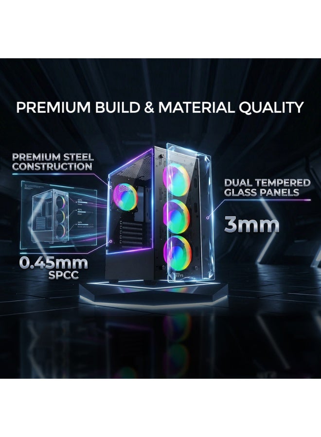تويستيد مايندز Gaming Case, Mid Tower, Tempered Glass Panel, ATX Support, High Airflow Design | TM-NOVA-B black - Image 2