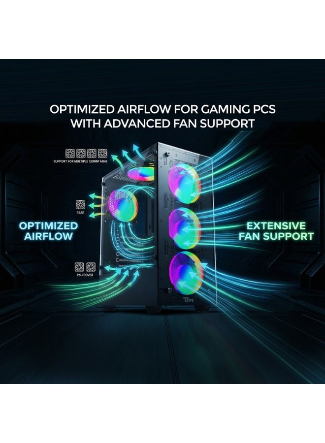 تويستيد مايندز Gaming Case, Mid Tower, Tempered Glass Panel, ATX Support, High Airflow Design | TM-NOVA-B black - Image 3