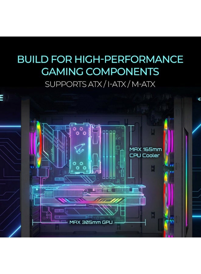 تويستيد مايندز Gaming Case, Mid Tower, Tempered Glass Panel, ATX Support, High Airflow Design | TM-NOVA-B black - Image 4