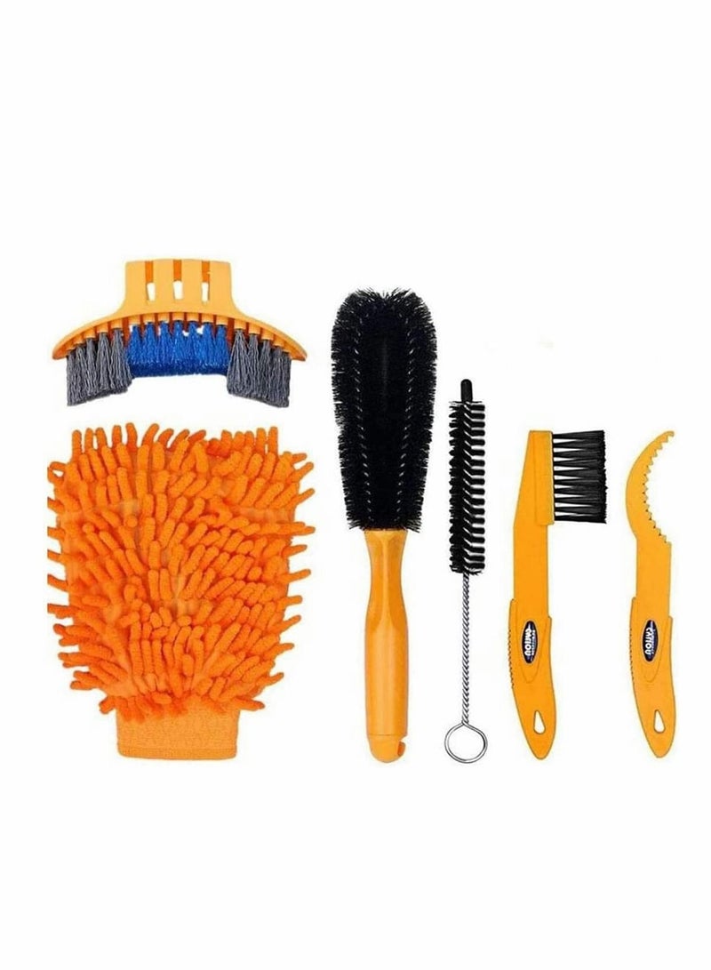 Y&D 6 in 1 Cleaning Brush Tool Kit Bike Precision Bicycle Set Chain Cycling Clean Tire Brushes Including Scrubber Suitable for Mountain Road and Folding - Image 1