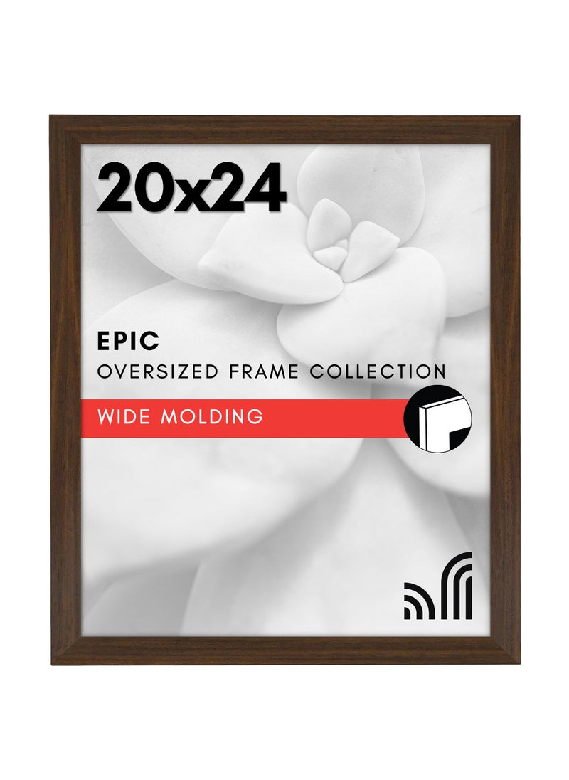 Americanflat 20x24 Picture Frame with Polished Plexiglass  Wide Picture Frames Made of Engineered Wood for Vertical or Horizontal Wall Display  Epic Collection  Walnut