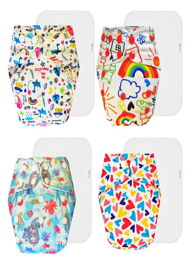 Dumbledo Premium Cloth Diaper with Cotton Insert (Pack of 4) | Dry Feel and Comfortable | Leakproof | Easy to Clean | Everyday Diapering Essential | 3 Months - 3 Years | Unisex Baby - Image 1
