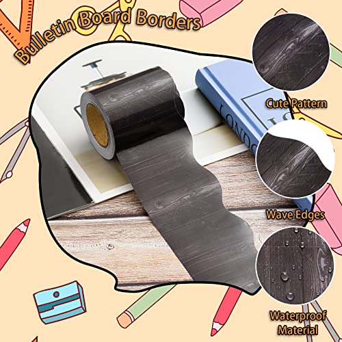 AWIZOM 99 Feet Black Wood Bulletin Board Border 3 Rolls Black Scalloped Borders Trim Decorative Classroom Bulletin Board Rolled Trim Back to School Decoration for Home Classroom School Office Decoration - Image 2