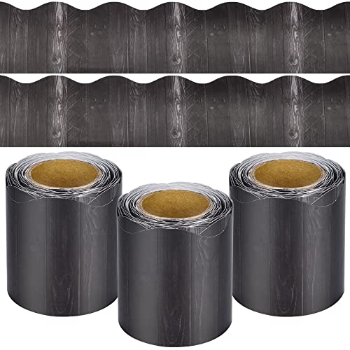 AWIZOM 99 Feet Black Wood Bulletin Board Border 3 Rolls Black Scalloped Borders Trim Decorative Classroom Bulletin Board Rolled Trim Back to School Decoration for Home Classroom School Office Decoration - Image 1