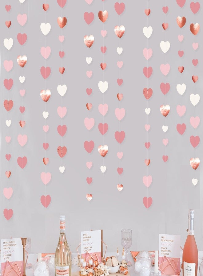pinkblume Rose Gold Party Decorations Dusty Pink Heart Garland Blush Pink Hanging Paper Streamer for Valentines Day Bridal Shower Birthday Anniversary Baby Shower Engagement Bachelorette Wedding Party Supplies - Image 4