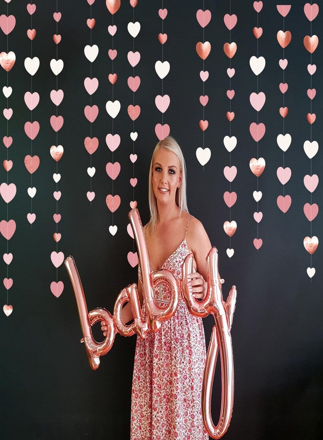 pinkblume Rose Gold Party Decorations Dusty Pink Heart Garland Blush Pink Hanging Paper Streamer for Valentines Day Bridal Shower Birthday Anniversary Baby Shower Engagement Bachelorette Wedding Party Supplies - Image 5