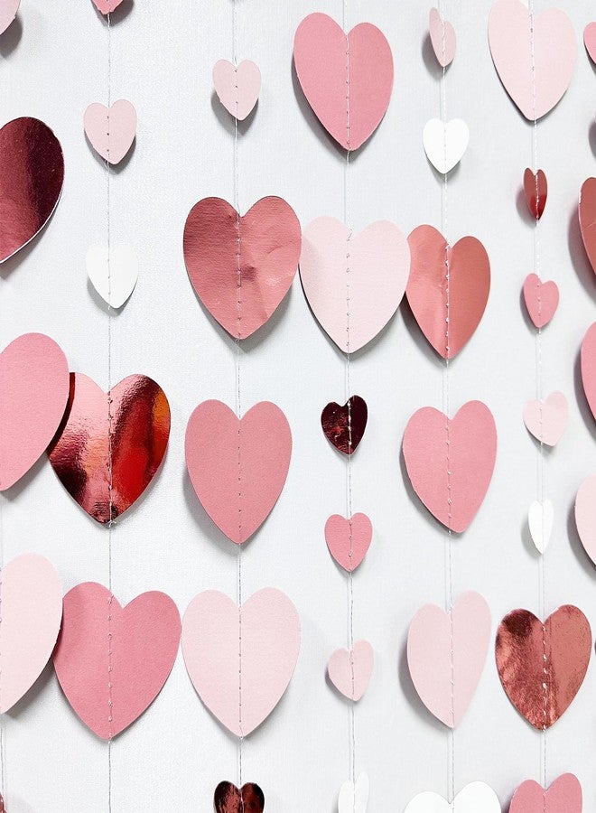 pinkblume Rose Gold Party Decorations Dusty Pink Heart Garland Blush Pink Hanging Paper Streamer for Valentines Day Bridal Shower Birthday Anniversary Baby Shower Engagement Bachelorette Wedding Party Supplies - Image 1
