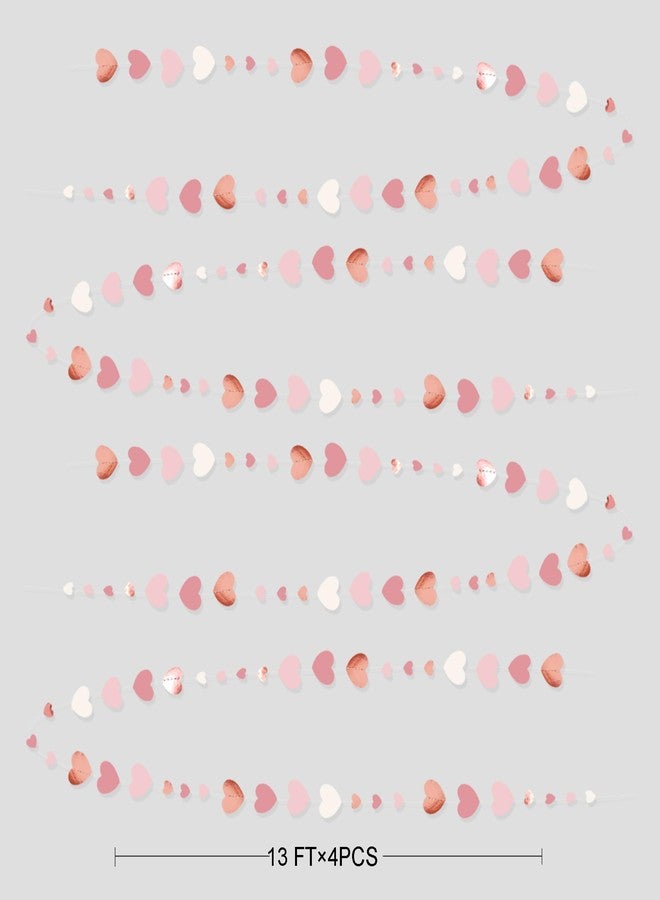 pinkblume Rose Gold Party Decorations Dusty Pink Heart Garland Blush Pink Hanging Paper Streamer for Valentines Day Bridal Shower Birthday Anniversary Baby Shower Engagement Bachelorette Wedding Party Supplies - Image 3