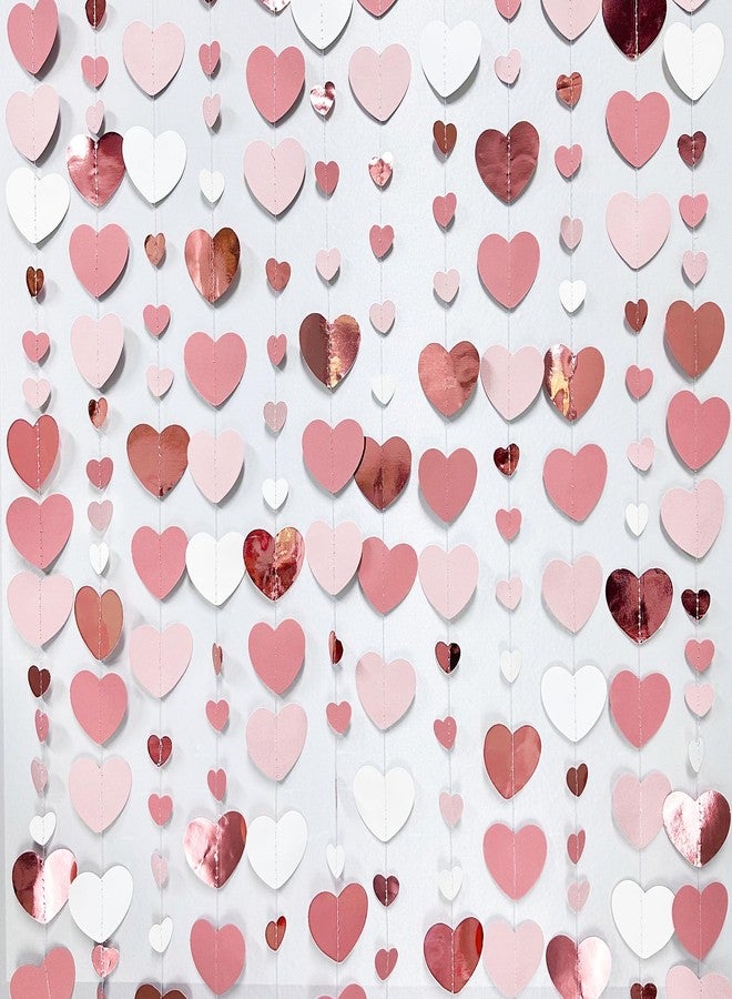 pinkblume Rose Gold Party Decorations Dusty Pink Heart Garland Blush Pink Hanging Paper Streamer for Valentines Day Bridal Shower Birthday Anniversary Baby Shower Engagement Bachelorette Wedding Party Supplies - Image 2