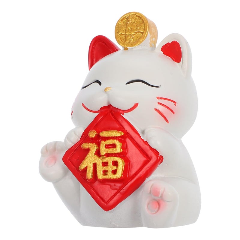 Solar Powered Lucky Cat Figurine Chinese Style Desk Decor Home Office Ornament - Image 2