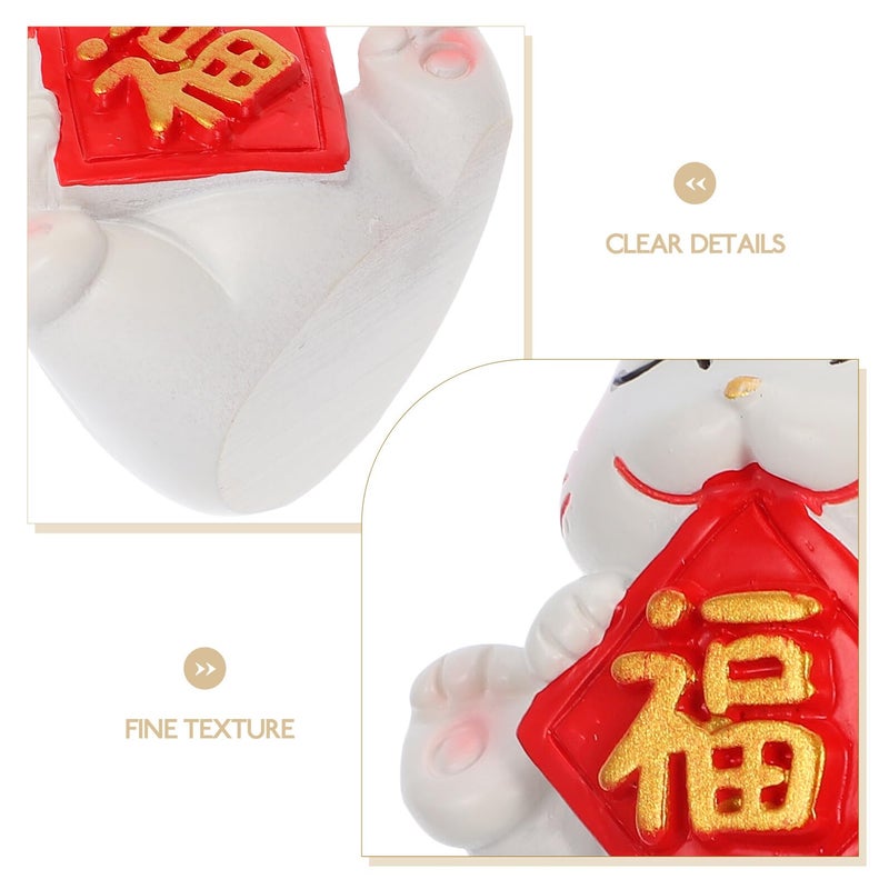 Solar Powered Lucky Cat Figurine Chinese Style Desk Decor Home Office Ornament - Image 4