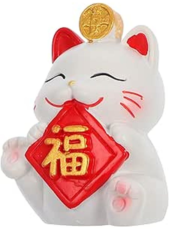 Solar Powered Lucky Cat Figurine Chinese Style Desk Decor Home Office Ornament - Image 1