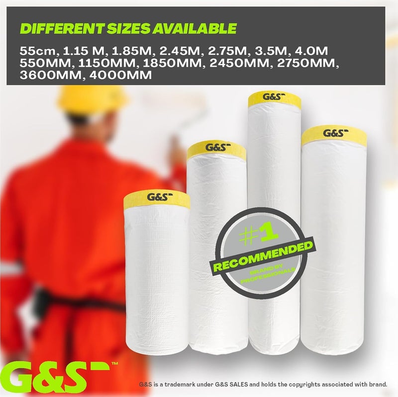 GS Pretaped Masking Sheet Tape for Protection from Dust, water, paint and moisture 1.15M (1100 mm x 20 meter) (Pack of 4) - Image 5
