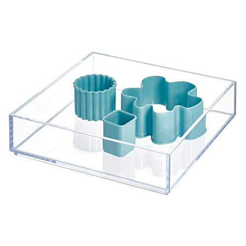 InterDesign iDesign Clarity Kitchen Drawer Organizer for Silverware, Spatulas, Gadgets - Medium, 8" x 8" x 2", Clear - Image 1