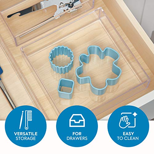 InterDesign iDesign Clarity Kitchen Drawer Organizer for Silverware, Spatulas, Gadgets - Medium, 8" x 8" x 2", Clear - Image 2