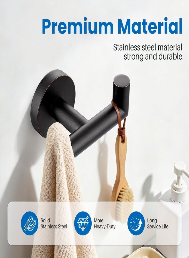 ALEASHA Shower Towel Hook for Bathroom, Oil Rubbed Bronze Towel Holder, Stainless Steel Towel Hanger, Heavy Duty Double Towel Hook, Wall Mount Robe Hook - Image 2