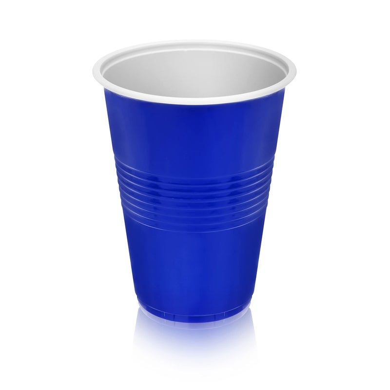True Plastic Cups Disposable Perfect for Iced Coffee Wine Cocktails Picnic Camping Beer Pong Birthday Outdoor Party 16 oz Set of 24 Blue