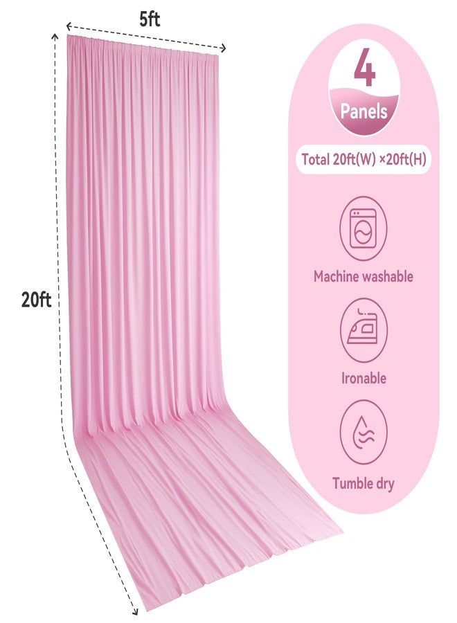 Htper 4 Panels 5x20ft Pink Ceiling Drapes for Wedding Parties, Wrinkle Free Thick Polyester 20ft Extra Long Wedding Draping Pink Ceiling Curtains Arch Drapery for Birthday Party Canopy Tent Decor - Image 5