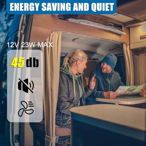OUTPRIZE RV Roof Vent Fan with LED Light, 12V DC 14" Super Quiet Reliable Manual RV Roof Fan, 3-Speed, Reversible - Image 5