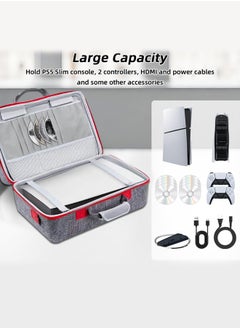 Necomi Portable Case For Ps5 Slim Console, Hardshell Protective Case Travel Case For Playstation 5 Slim Console Disc/Digital Gray  - Image 4