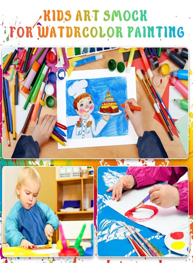 Bouiexye 12 Pack Kids Art Smocks Water-Resistant Toddler Paint Smocks Kids Painting Aprons with Long Sleeve 3 Pockets for Age 3-7 Years, Art Craft, Painting, Baking, Cooking (12 Colors) - Image 4