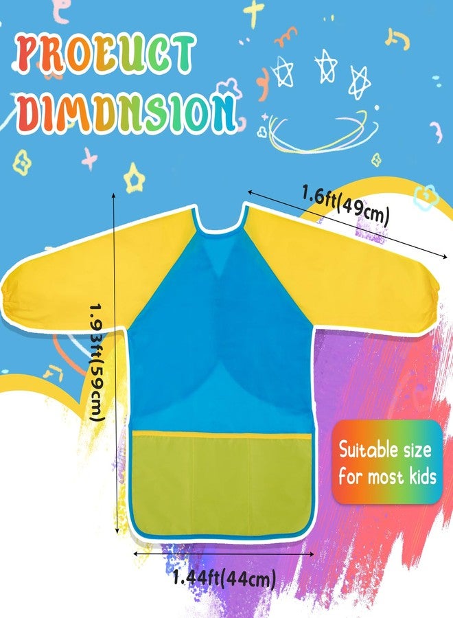 Bouiexye 12 Pack Kids Art Smocks Water-Resistant Toddler Paint Smocks Kids Painting Aprons with Long Sleeve 3 Pockets for Age 3-7 Years, Art Craft, Painting, Baking, Cooking (12 Colors) - Image 2