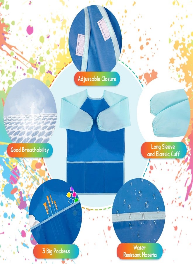 Bouiexye 12 Pack Kids Art Smocks Water-Resistant Toddler Paint Smocks Kids Painting Aprons with Long Sleeve 3 Pockets for Age 3-7 Years, Art Craft, Painting, Baking, Cooking (12 Colors) - Image 3