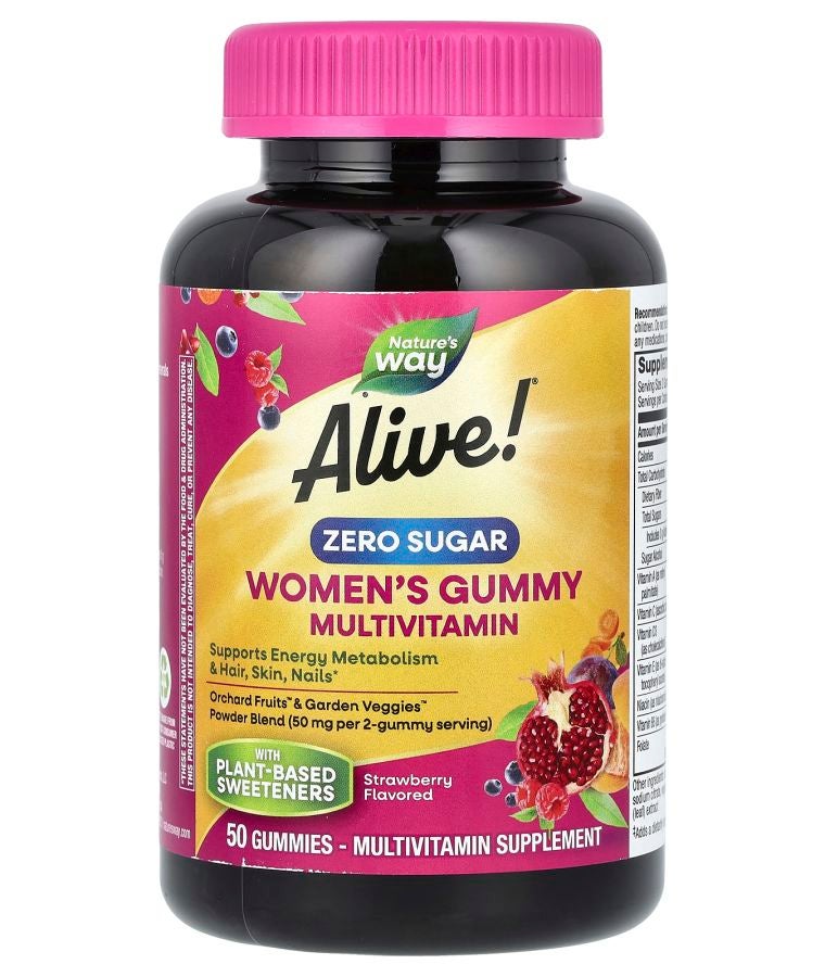 Alive! Women's Gummy Multivitamin Zero Sugar Strawberry 50 Gummies