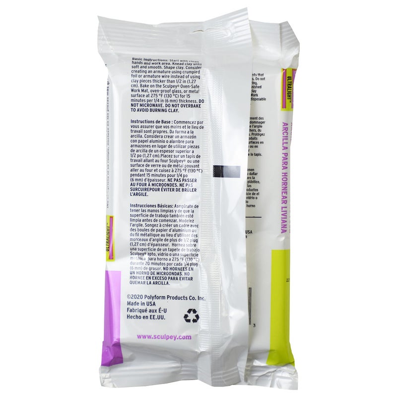 Sculpey Polyform Super Sculpey Ultralight White, Lightweight, Non Toxic. Soft, Sculpting Modeling Polymer clay, Oven-bake clay, 8 oz bar. Great for all advanced sculptors, artists and cosplayers. - Image 2
