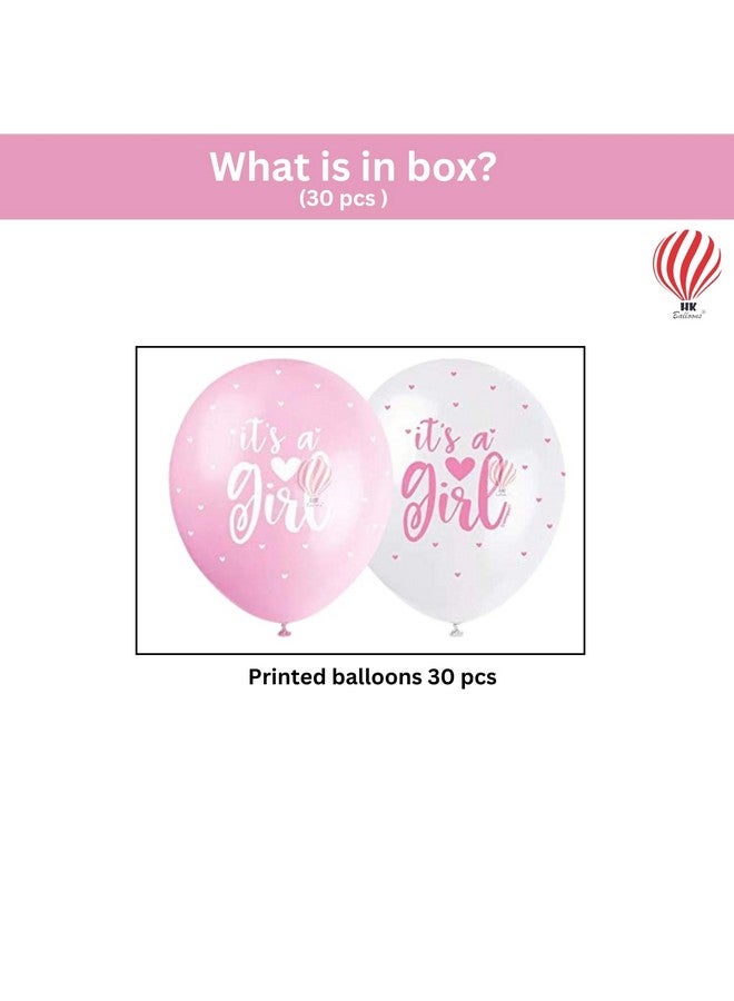 هونج كونج بالونز مجموعة بالونات هونج كونج من 30 بالونة باللونين الوردي والأبيض، زينة لحفل استقبال المولود الجديد، مناسبة لجلسات تصوير الحمل، وحفلات استقبال المولود الجديد. - Image 2