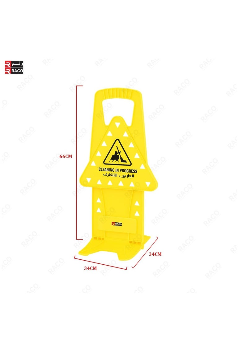 RACO Yellow Cleaning in Progress Safety Sign with Stand,Vertical Penguin Caution Board,Bilingual Warning Display, Durable Sign Stand for Commercial and Household Use,Fold up Easily - Image 3