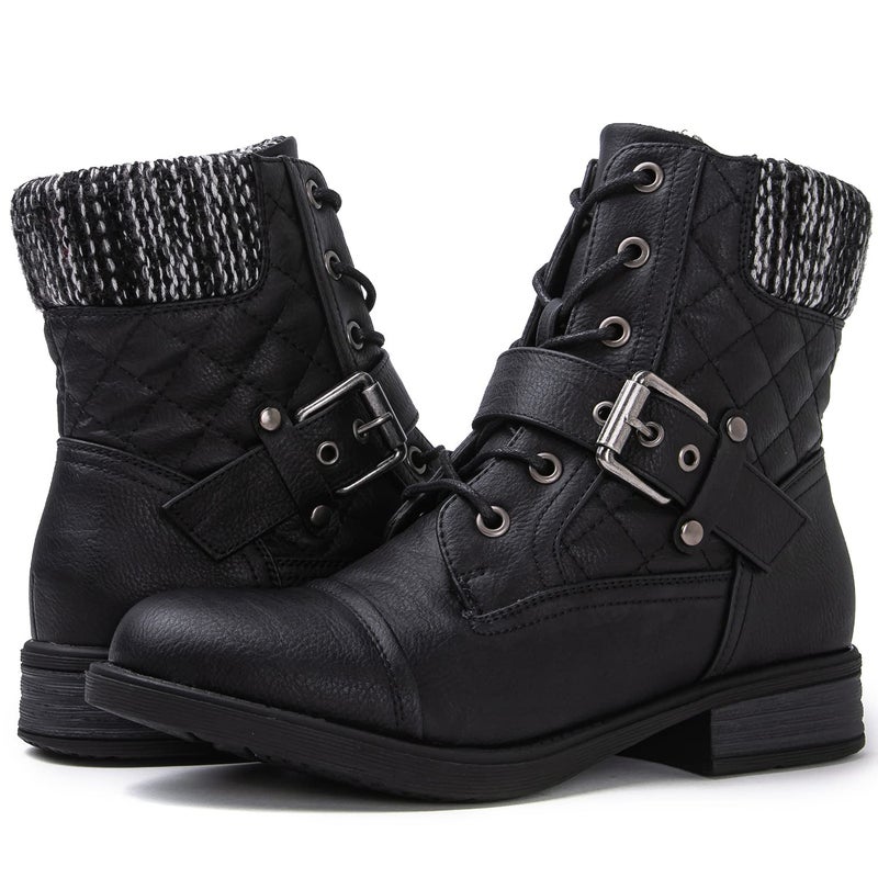 GLOBALWIN Women's 2102 Black Ankle Booties Fashion Combat Boots 8.5M - Image 1