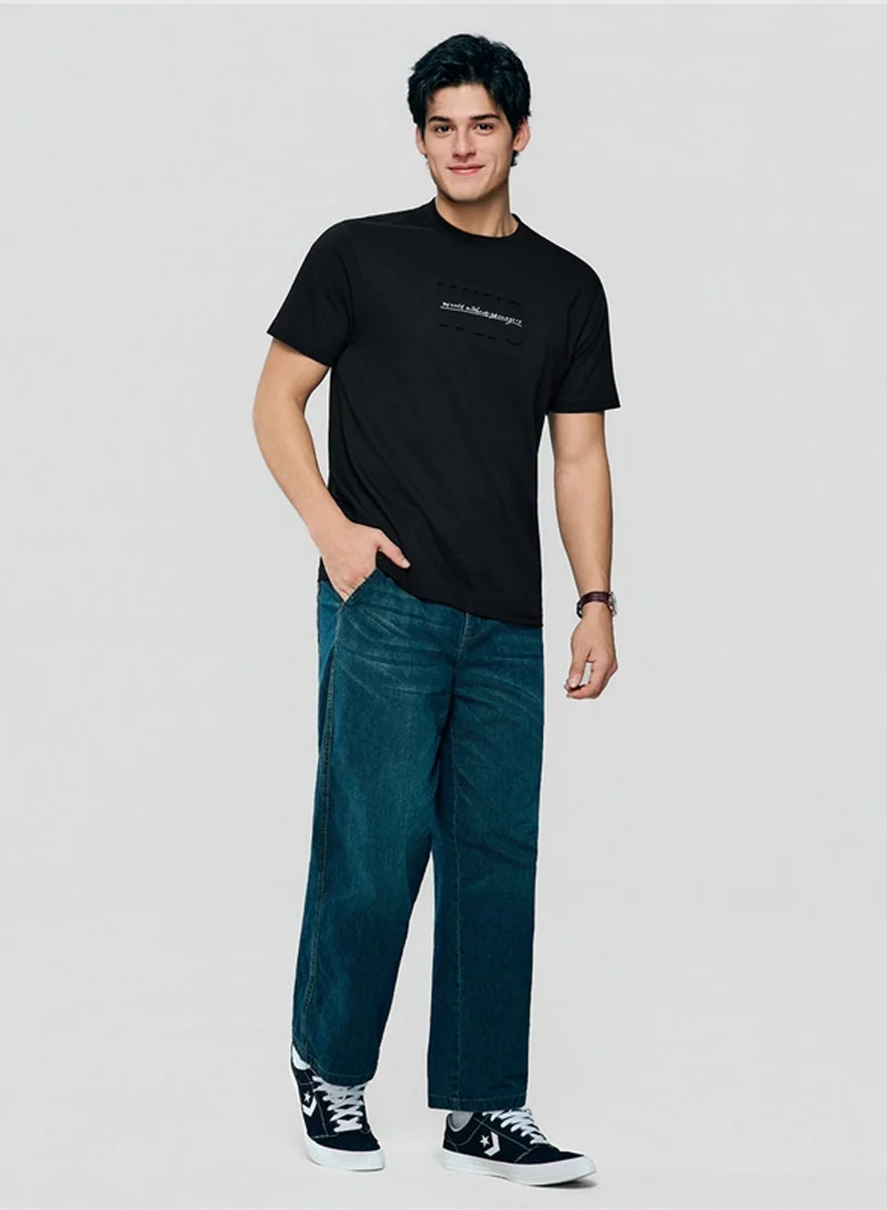 جيوردانو Men’s Slim Cotton Crew Neck Tee with WWS Print