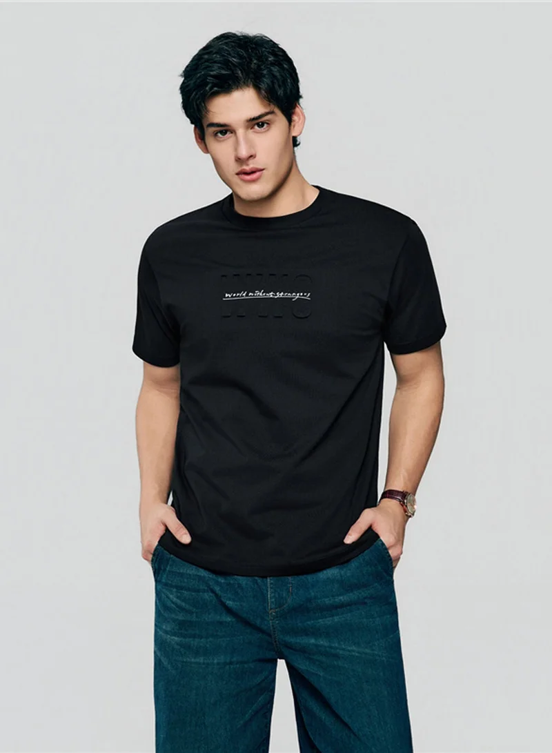 Men’s Slim Cotton Crew Neck Tee with WWS Print